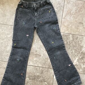 Cat & Jack Charcoal Jeans with Colorful Embroidery